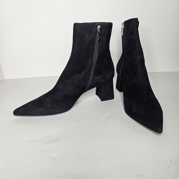 AGL Attilio Giusti Leombruni Black Sueded Leather Pointed Toe Boot 39.5 - Picture 11 of 13